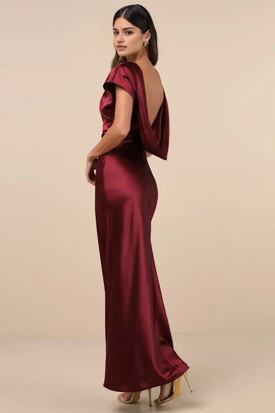 Burgundy Off The Shoulder Prom Dresses with Cap Sleeves Ideal for Proms Gala Evenings and High Profile Formal Events