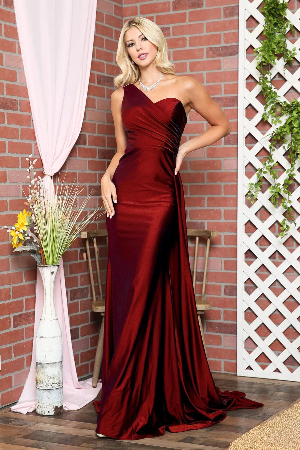 Green Emerald One - Shoulder Mermaid Prom Dress with Flowing Sash