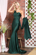 Green Emerald One - Shoulder Mermaid Prom Dress with Flowing Sash