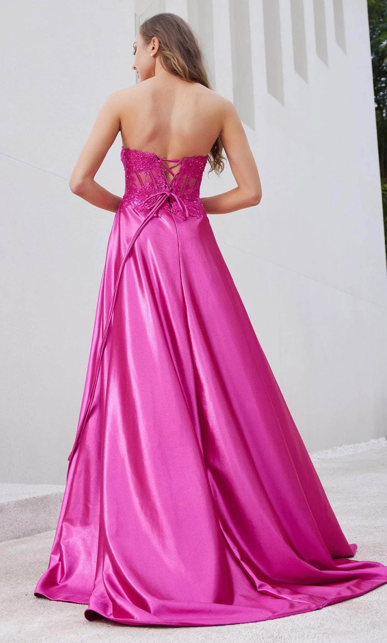Fuchsia Strapless Evening Dresses with Bodice Side Slit and Pockets Perfect for Proms Galas and Formal Soir¨¦es