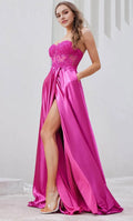 Fuchsia Strapless Evening Dresses with Bodice Side Slit and Pockets Perfect for Proms Galas and Formal Soir¨¦es