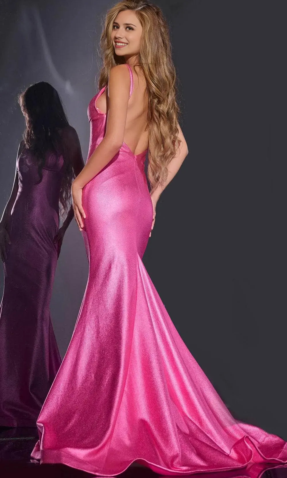 Hot Pink Mermaid Prom Dress with Spaghetti Straps Sweetheart Neckline - Shimmering Evening Gown for Formal Events