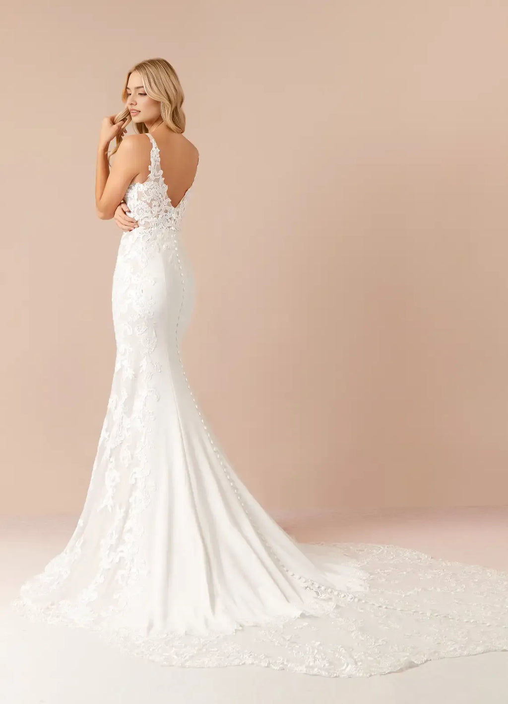 Mermaid Sequins Wedding Dresses Plunging V - Neck Figure Hugging Sheer Design Intricate Embroidery Mermaid Train for bride