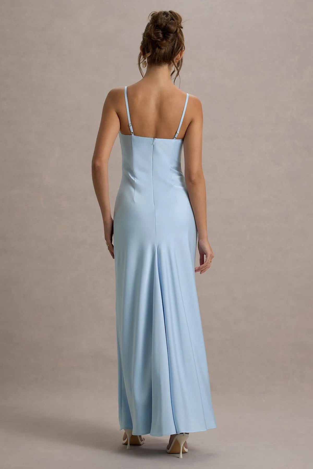 Light Blue Prom Dresses with Cowl Neck and Delicate Straps Ideal for Luxurious Ball Events
