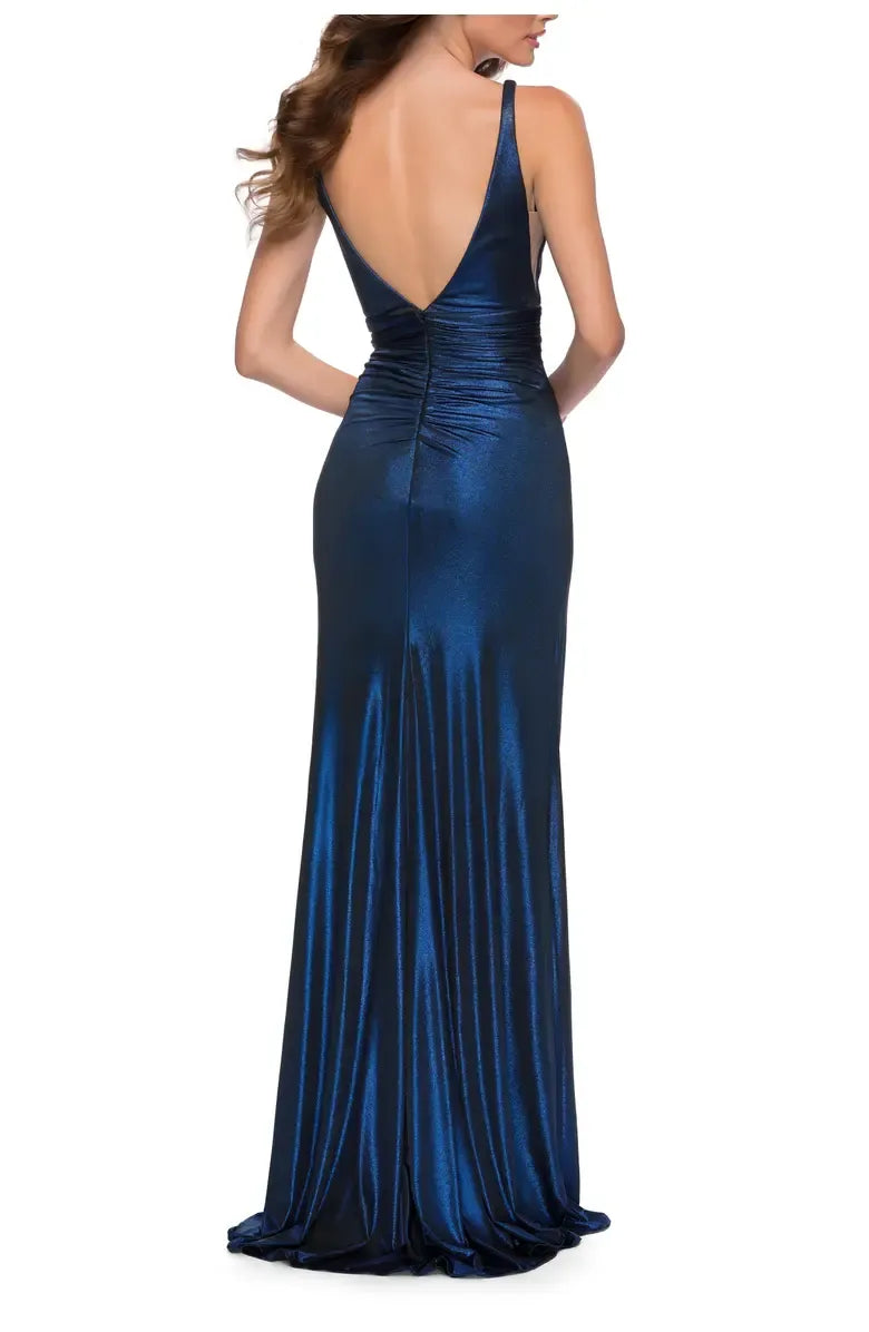 Graceful Stylish Refined Beautiful Elegant Navy Blue Mermaid V-Neck Sleeveless Prom Dress
