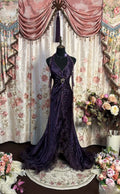 Purple Mermaid Halter Beaded Maxi Prom Dress