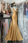 Gold Mermaid Halter Maxi Prom Dress