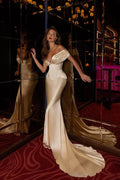 Mermaid Off-the-Shoulder Corset Champagne Prom Dress