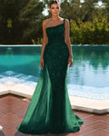 Mermaid One-Shoulder Train Evening Dress