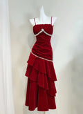 Red Mermaid Spaghetti Strap Floor-Length Prom Dress