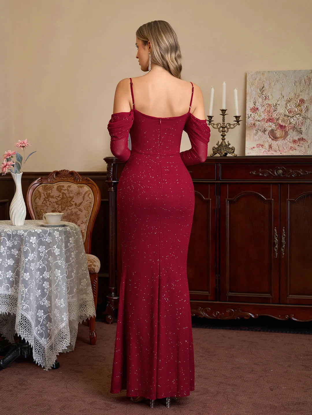 Mermaid Sweetheart Neck Off-Shoulder Solid Back Floor-Length Ruched Prom Dresses