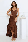 Mermaid Sweetheart Neck Sleeveless Ruffled Tiered Back Zip High-Slit Asymmetric Prom Dresses