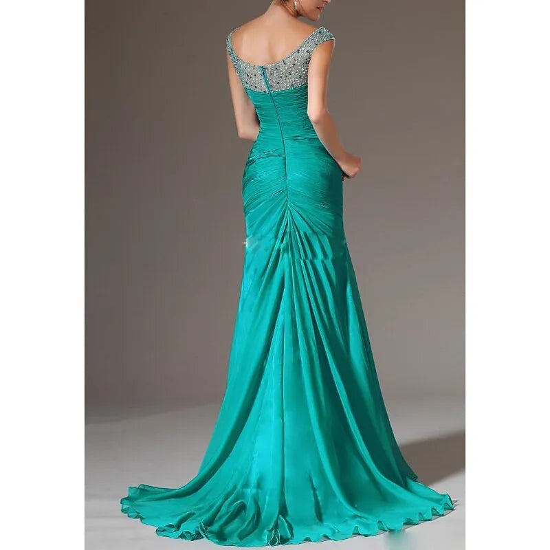 Green Mermaid Sweetheart Neck Sleeveless Beaded Emerald Maxi Prom Dress for Women Hot Sale