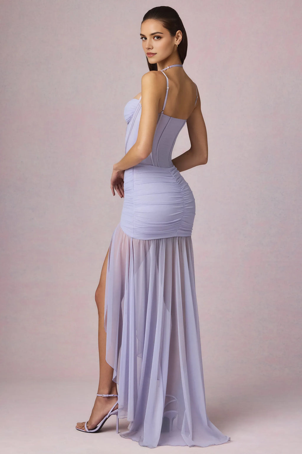 Mermaid Sweetheart Neck Spaghetti Strap Halter Back High Slit Floor Length Formal Prom Dresses