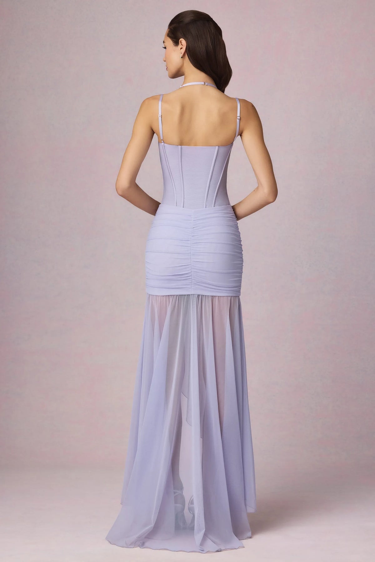 Mermaid Sweetheart Neck Spaghetti Strap Halter Back High Slit Floor Length Formal Prom Dresses