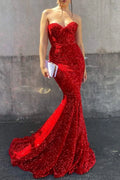 Red Mermaid Sweetheart Maxi Evening Dress