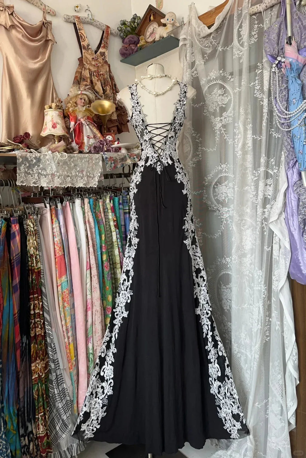 Black Mermaid Sweetheart Sleeveless Maxi Prom Dress