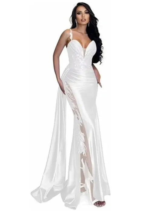 Teal Mermaid V-Neck Sleeveless Beaded Maxi Evening Dress for Women Custom
