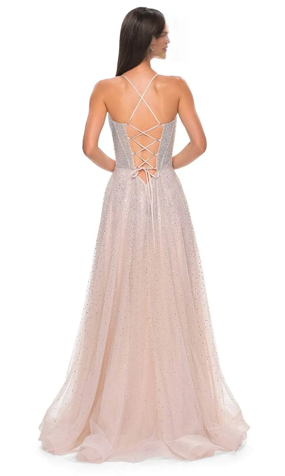 Green Mint Prom Dress with - Bodice Spaghetti Straps High Side Slit for Formal Evening Galas