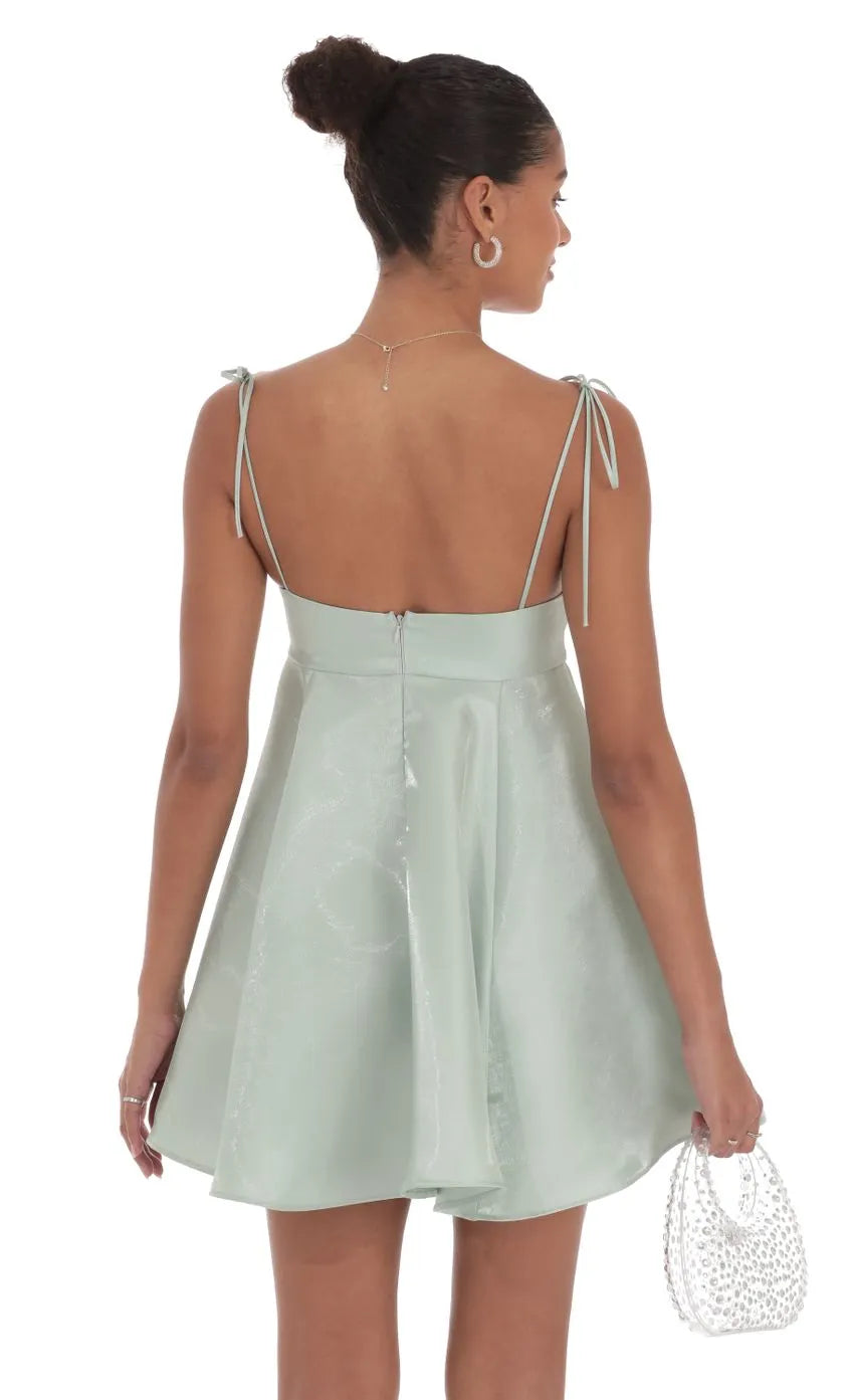 Mint Homecoming Dresses Tie Up Straps Flared Silhouette Elevate Style at High School Celebrations