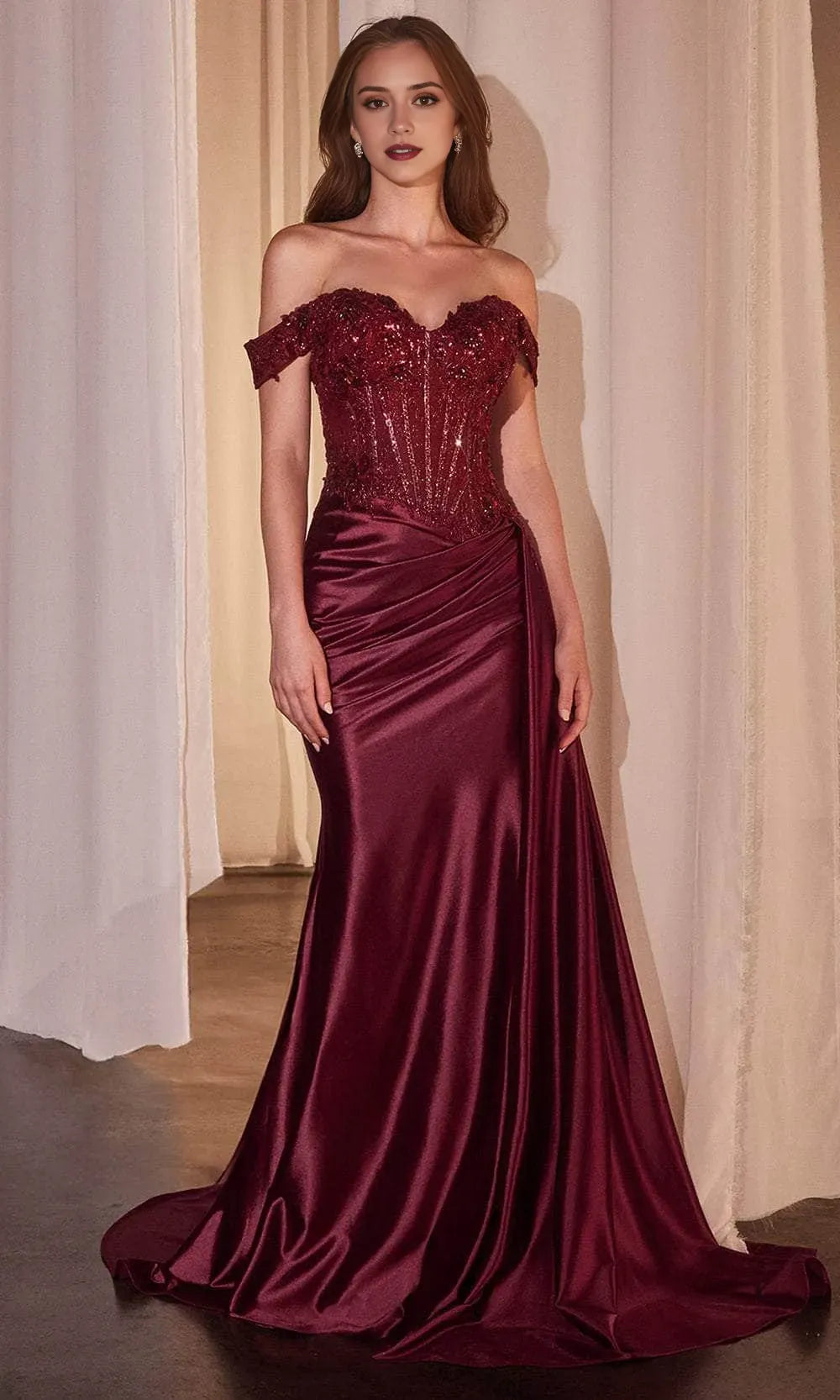Black Off - Shoulder Evening Gown with Bodice and High Side Slit Perfect for Proms Formal Balls