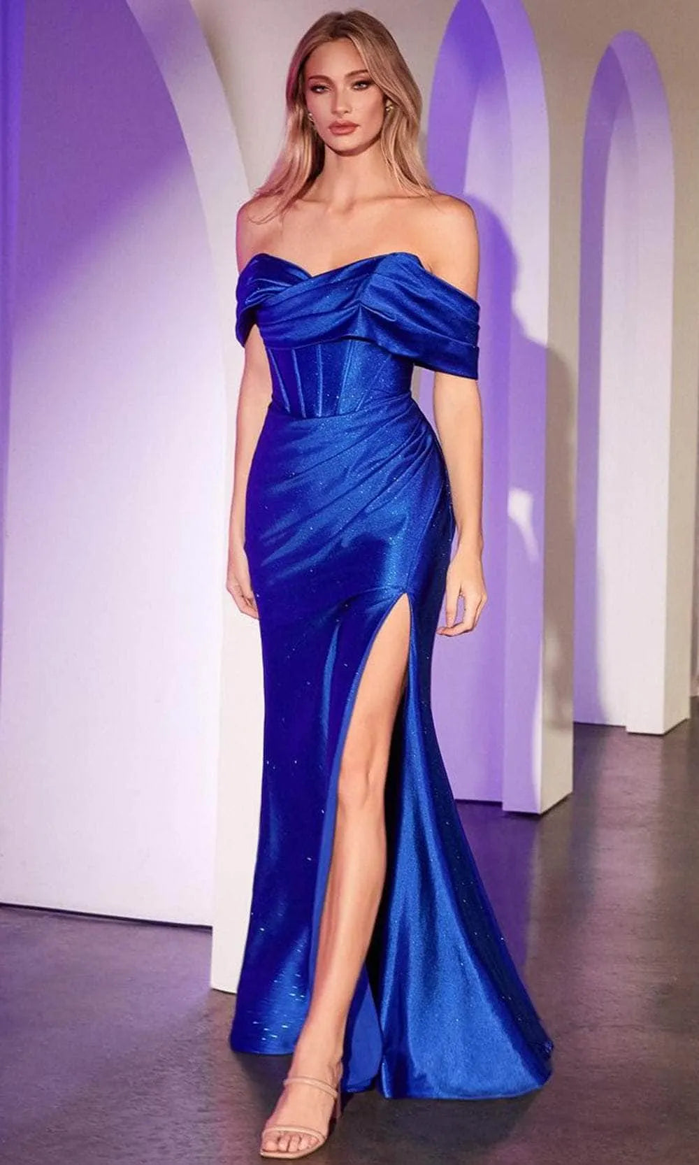 Black Off - Shoulder Mermaid Prom Dress with High Slit for Elegant Evening Events