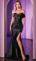 Black Off - Shoulder Mermaid Prom Dress with High Slit for Elegant Evening Events