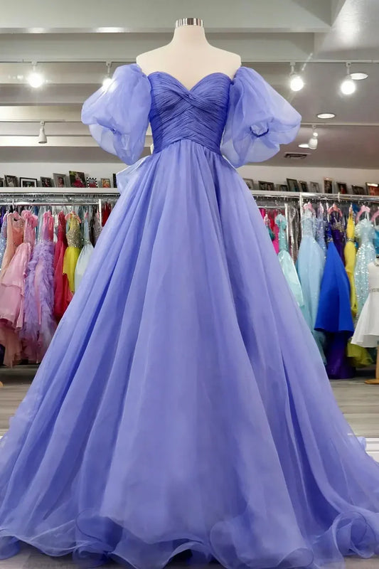 Glamorous Red A-Line Off-the-Shoulder Classic-Sleeve Classic-Back Floor-Length Evening Dress