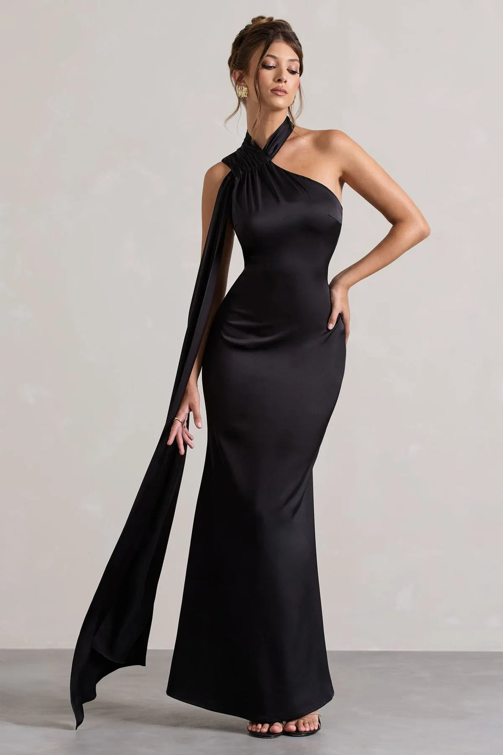 Black One - Shoulder Prom Dresses with Draped Sash Detail and Mermaid Silhouette for a Show Stopping Evening Look