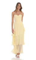 Yellow Pastel Yellow Prom Gown Spaghetti Straps Sweetheart Neckline Tie Skirt Ethereal Flow for Unforgettable Nights