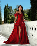Red Radiant Off-Shoulder Party Dress