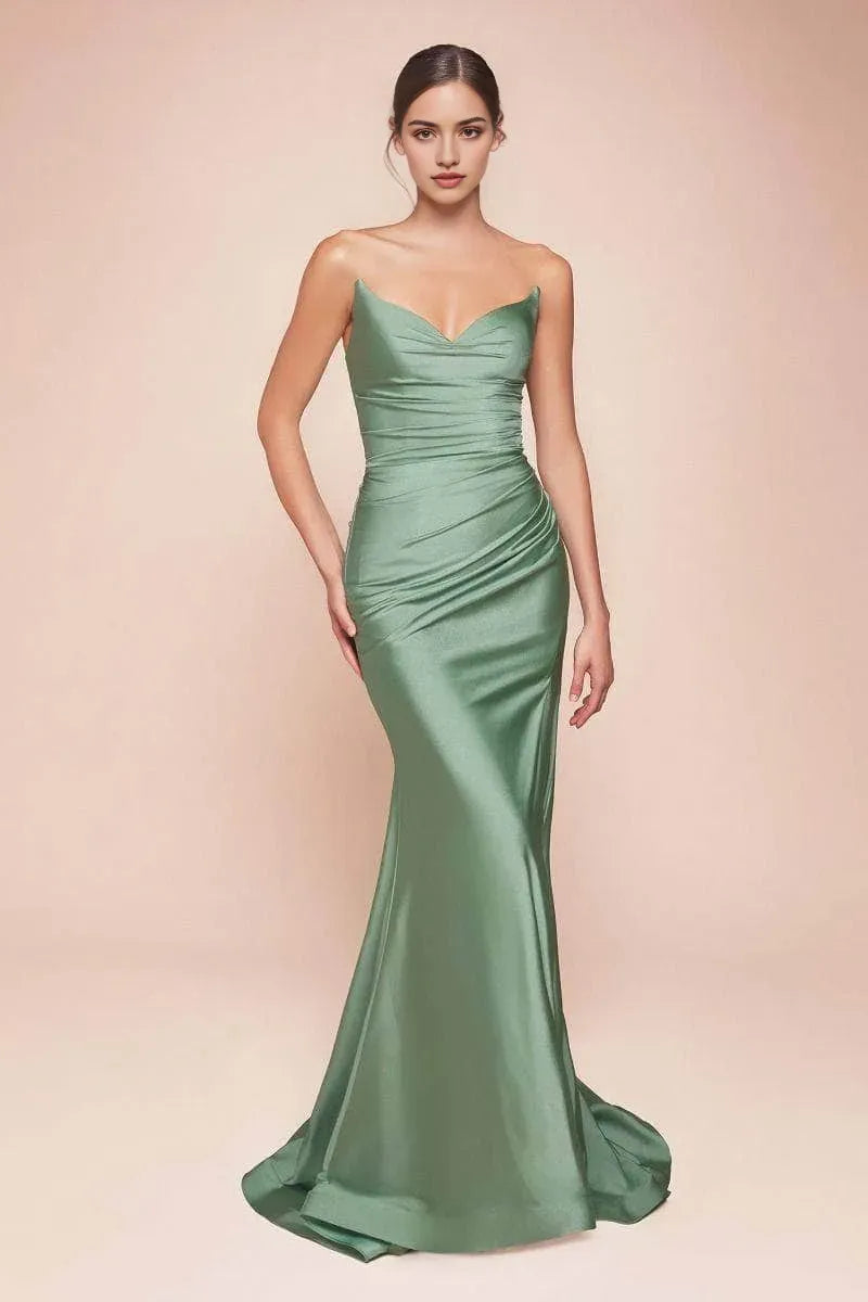 Blush Pink Ruched Mermaid Gown in Blush Sweetheart Neckline Side Slit Ideal for Prom Nights