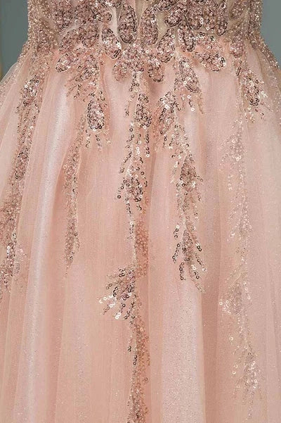 Sequins V-Neck Long Evening Prom Dress Floor Length
