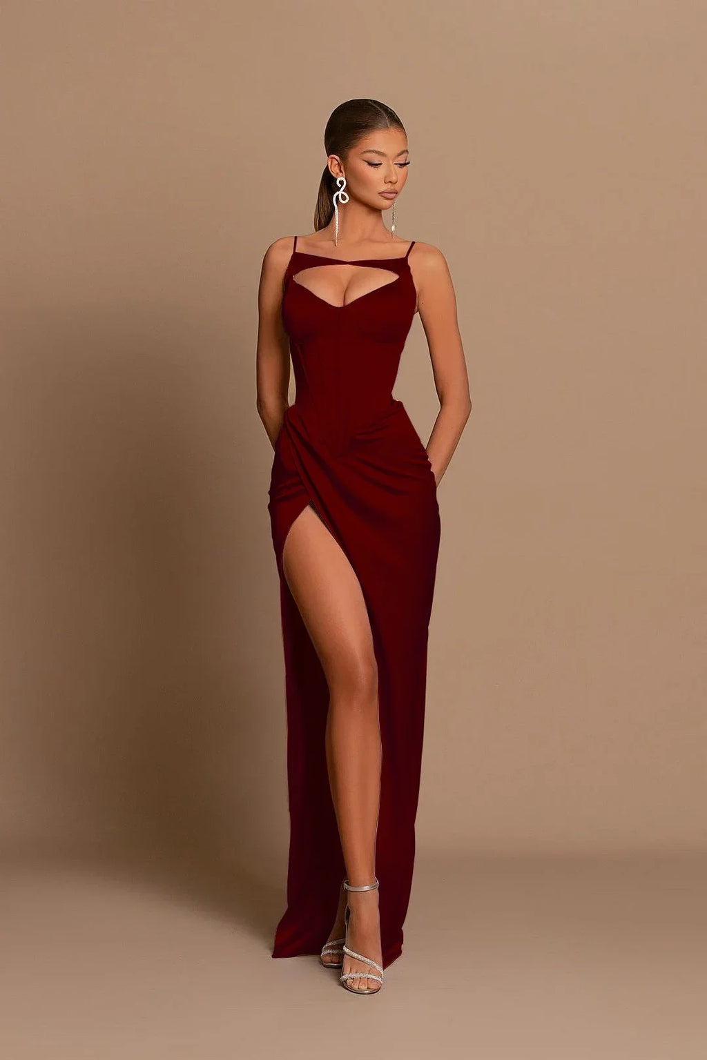 Lavender Sheath Spaghetti Strap Corset Floor-Length Prom Dress