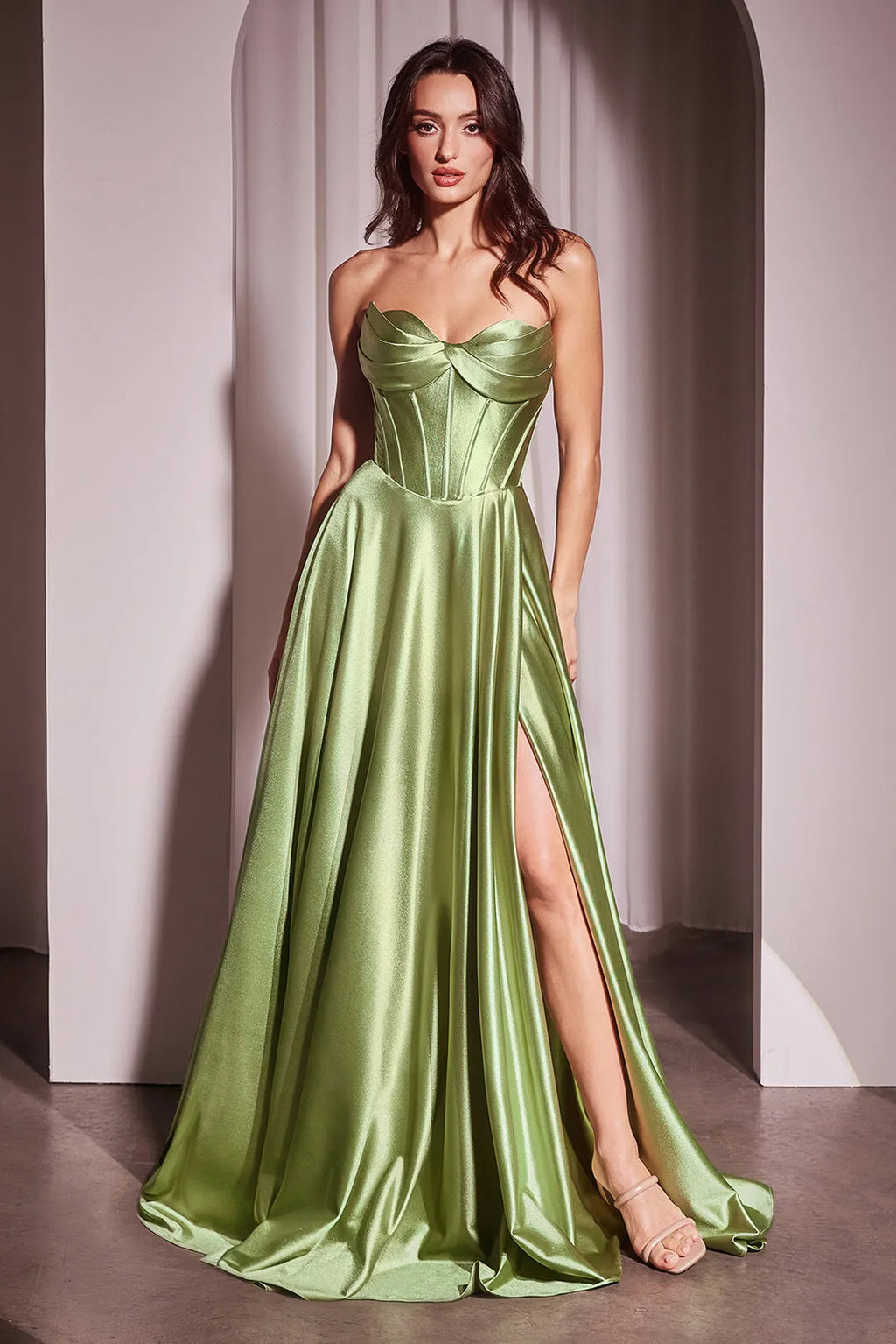 Blue Sky - Strapless Ball Gown Prom Dress with High Side Slit