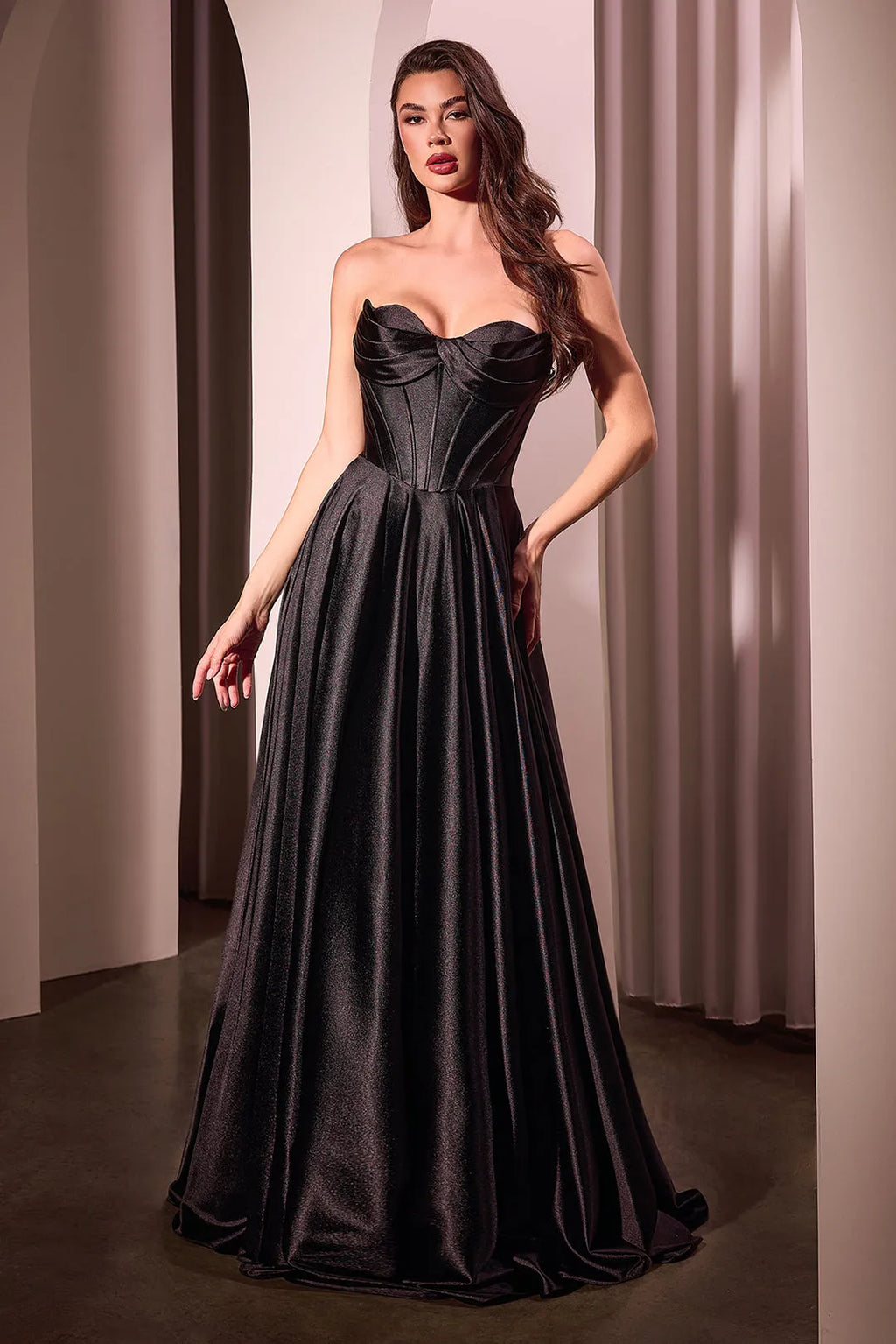 Blue Sky - Strapless Ball Gown Prom Dress with High Side Slit