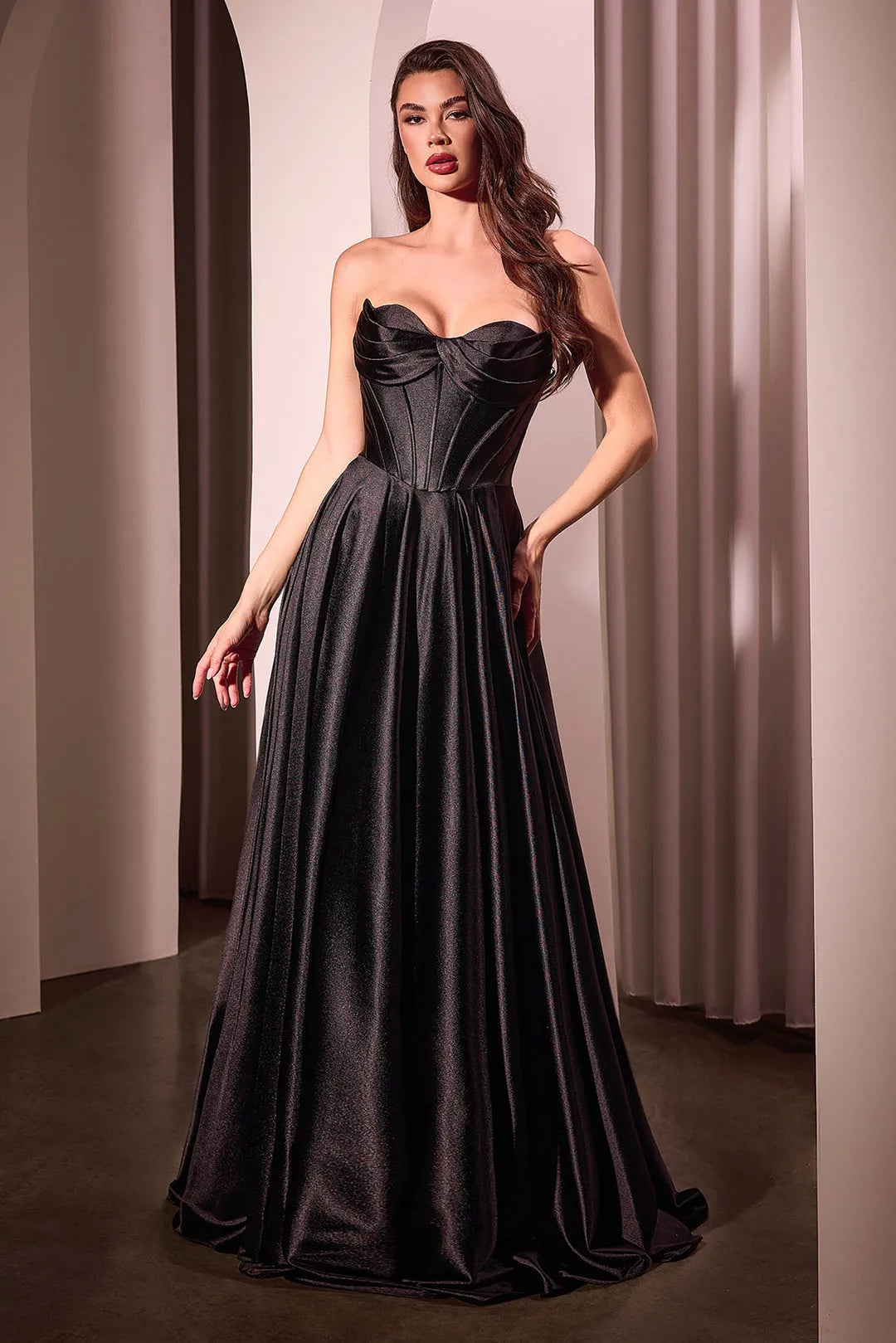Blue Sky - Strapless Ball Gown Prom Dress with High Side Slit