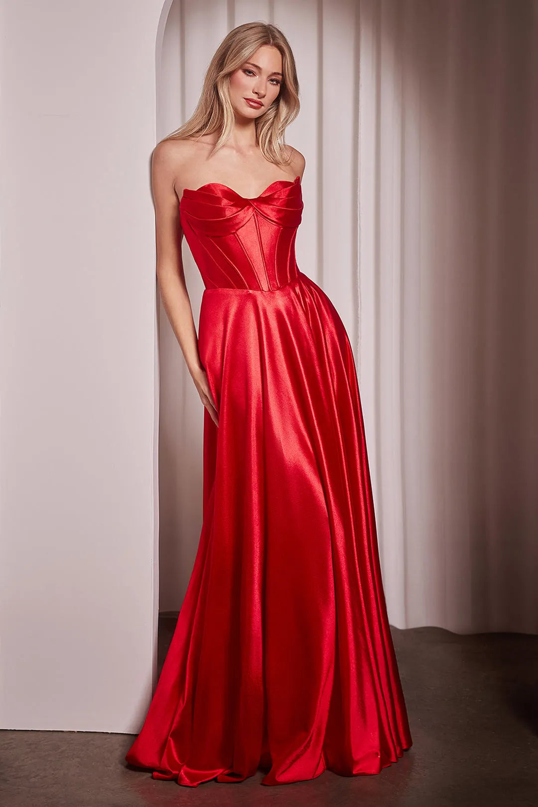 Blue Sky - Strapless Ball Gown Prom Dress with High Side Slit