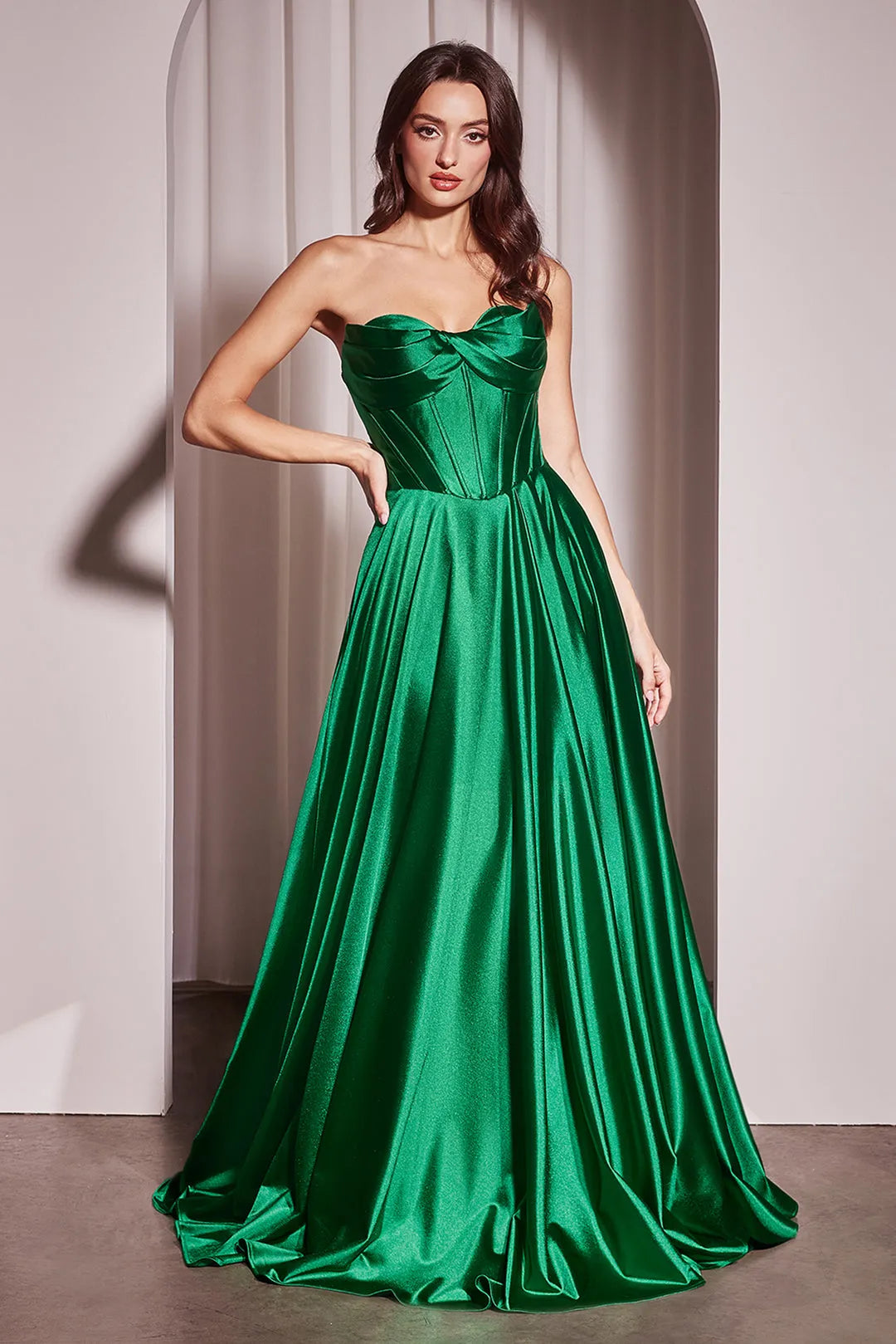 Blue Sky - Strapless Ball Gown Prom Dress with High Side Slit