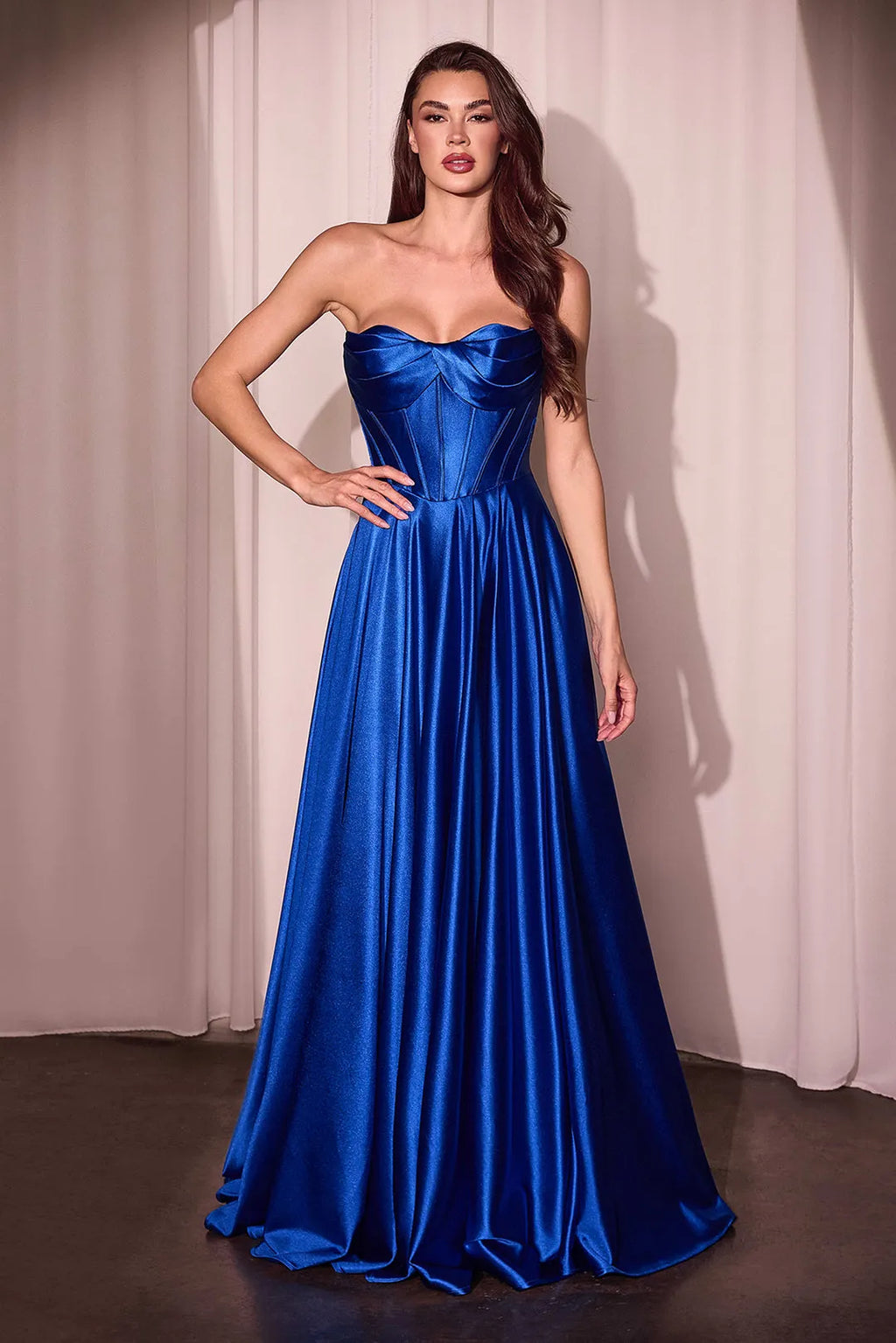 Blue Sky - Strapless Ball Gown Prom Dress with High Side Slit
