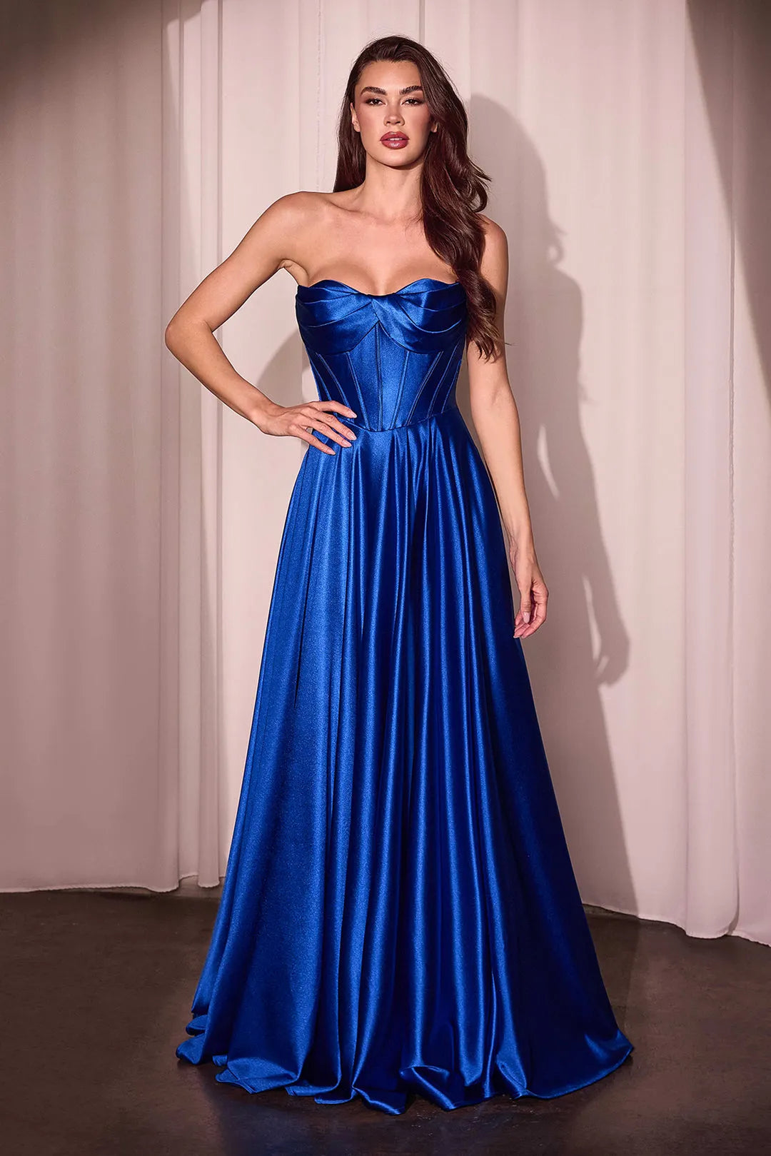 Blue Sky - Strapless Ball Gown Prom Dress with High Side Slit