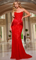Red Strapless Mermaid Prom Dress with Drape Detail Perfect for Luxury Ballroom Events and Foreign Trade Galas