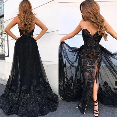 Green Sweetheart Prom Dress Long Evening Gowns With Overskirt