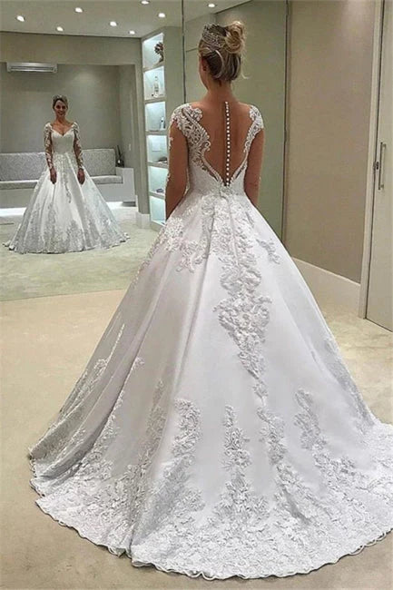 White Sweetheart Neck Floor-Length Wedding Dress