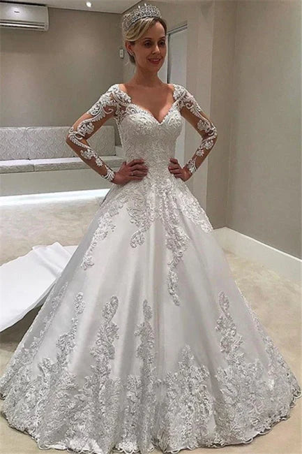 White Sweetheart Neck Floor-Length Wedding Dress