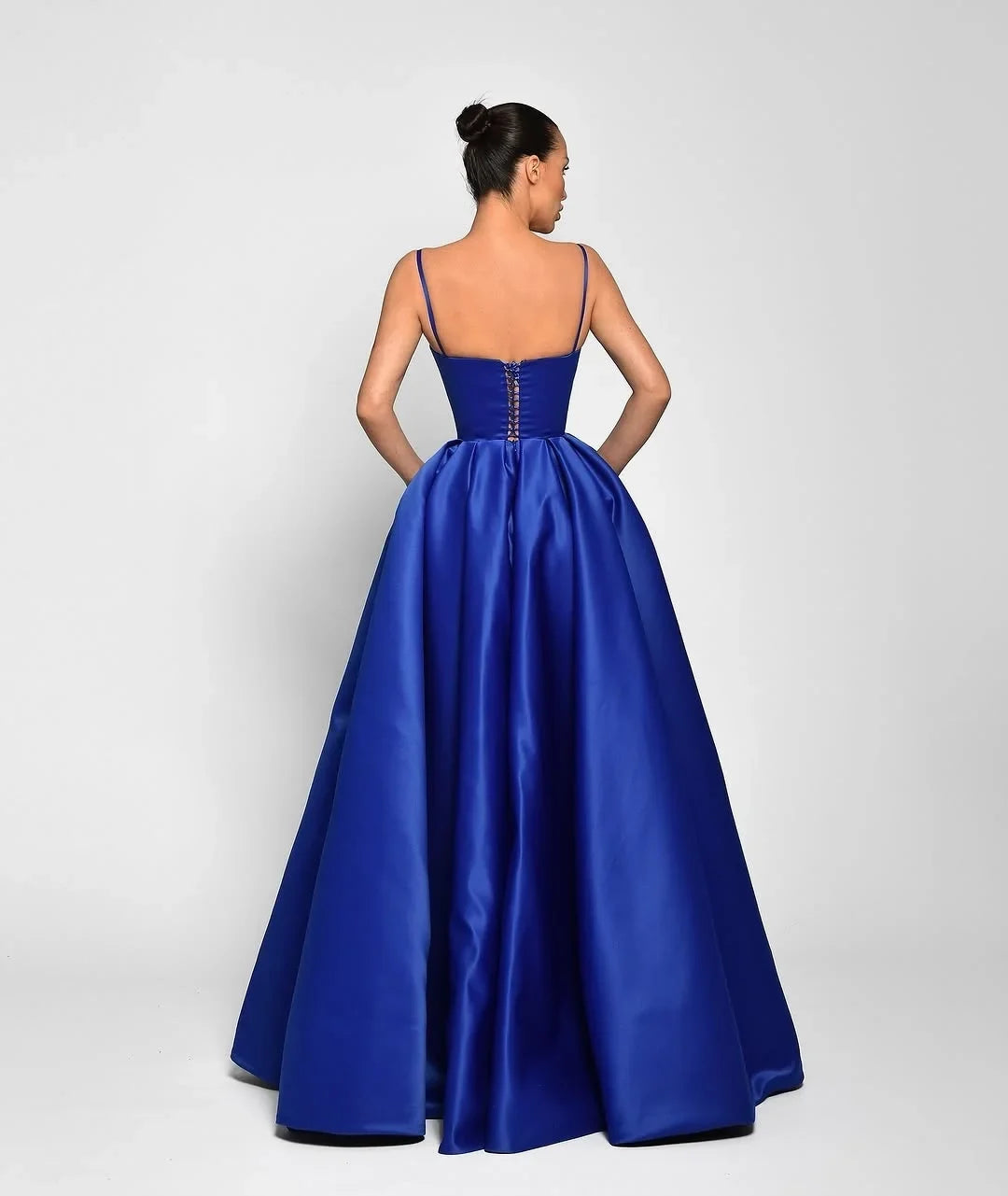 Blue Sweetheart Spaghetti Strap Royal Maxi Party Dress