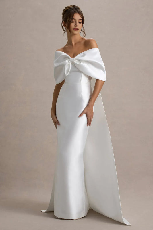 Luxurious White A-Line Classic-Neck Classic-Sleeve Classic-Back Floor-Length Prom Dress