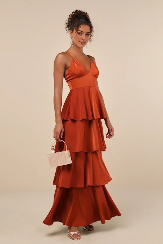 Blue Going with Elegance Slate Tiered Gown Evening Dresses