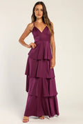 Blue Going with Elegance Slate Tiered Gown Evening Dresses