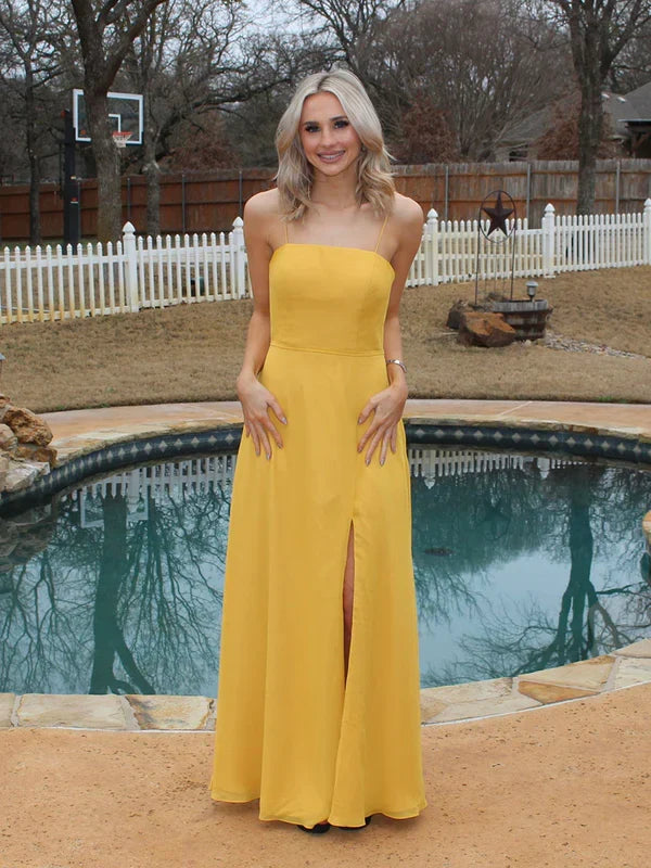 Spaghetti Strap Long Bridesmaid Dresses